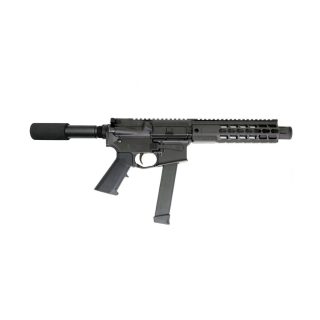 BLEM 9mm Forged 9" Cerakote Armor Black Barrel Pistol Buffer Tube Padded Tube Cap 8" Rail Mini Can